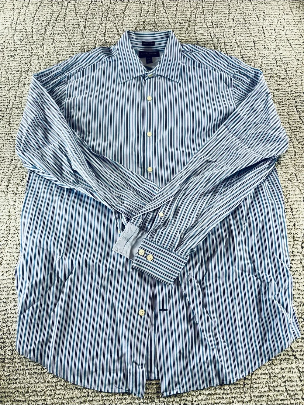Banana Republic Men’s Large (16/16.5) Blue Fitted Striped Button Down Shirt